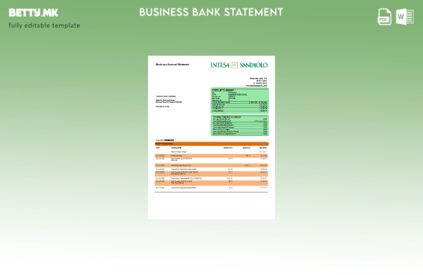 модерен стил Извод на претпријатие за сметка на Intesa Sanpaolo Bank Шаблон Word